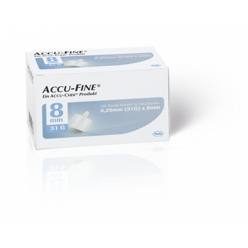 Accu-Fine sterile Nadeln für Insulinpens 8 mm 31 G, 100 Stück