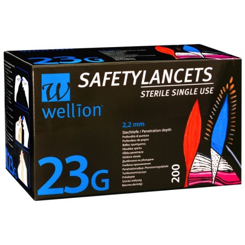 Wellion 23G - Sicherheitslanzetten, 200 Stück