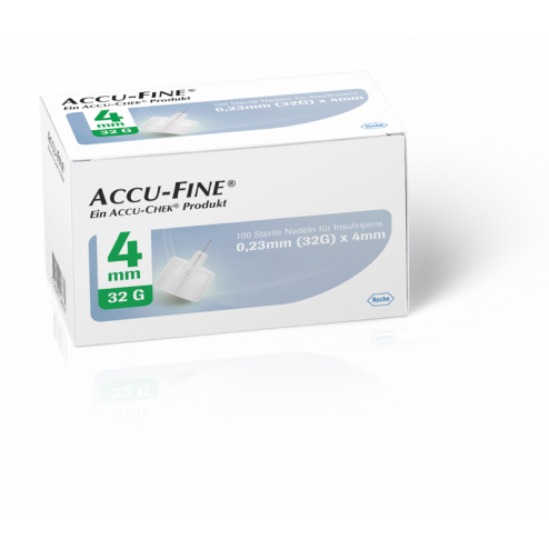 Accu-Fine sterile Nadeln für Insulinpens 4 mm 32 G, 100 Stück