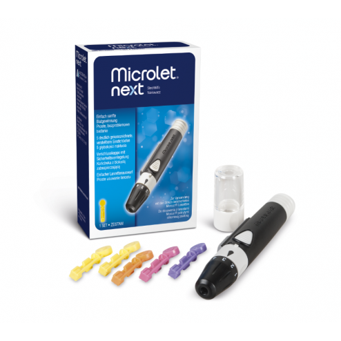 PZN 12143354_MICROLET NEXT Stechhilfe mit Lanzetten und Packshot 