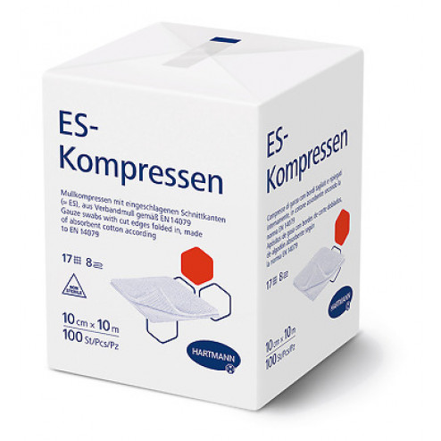 PHO93_30_ES-Kompressen_unsteril_100x100mm_8f_100St_PNZ-01447223_packshot_60pz