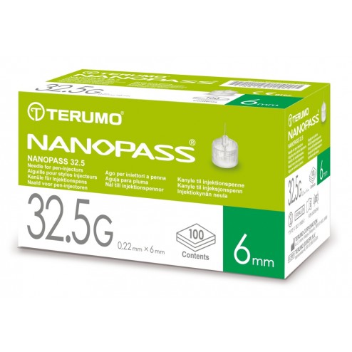 Terumo NanoPass 32,5G 0,22 mm x 6 mm - Pen Nadeln, , 100 Stück