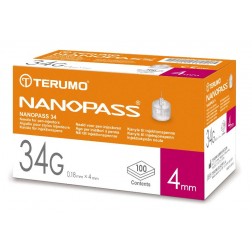 Terumo NanoPass 34G 0,18 mm x 4 mm - Pen Nadeln, 100 Stück