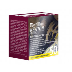 Wellion Newton GDH-FAD Blutzuckerteststreifen (einzeln foliert), 50 Stück