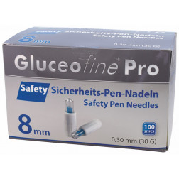 Gluceofine Pro Safety Sicherheits Pen Nadeln 0,30 x 8 mm 30G, 100 Stück