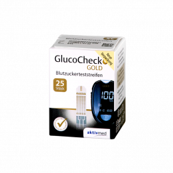 Aktivmed GlucoCheck Gold Blutzuckerteststreifen, 25 Stück