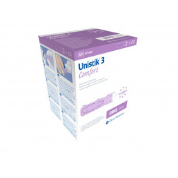 Unistik 3 Comfort - Sicherheitslanzetten 28G, 1,8 mm Eindr.Tiefe Stechhilfe, 100 Stück