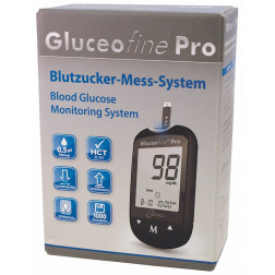 Gluceofine Pro Blutzuckermessgerät - 1 Set mg/dl oder mmol/L