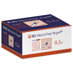 BD Micro-Fine+ Demi, U 100, 0,3 ml, 0,30 x 8 mm, 100 Stück