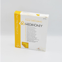 Medihoney antibakterieller Tüllverband 10x10 cm, 5 Stück