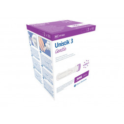 Unistik 3 Gentle - Sicherheitslanzetten 30G, 1,5 mm Eindr.Tiefe Stechhilfe, 100 Stück