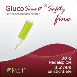Gluco Smart Safety - Fine Sicherheitslanzetten grün 30G, 1,2 mm, 100 Stück
