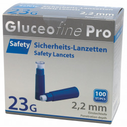 Gluceofine Pro Safety 23 G x 1,5 mm, Sicherheitslanzetten 100 Stück