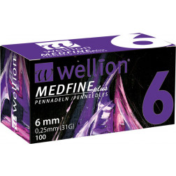 Wellion MEDFINE plus Pennadel, 6 mm, 100 Stück