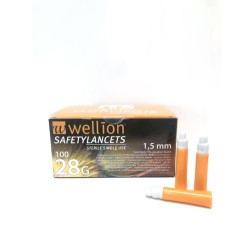 Wellion 28G Safety Lancets, 100 Stück