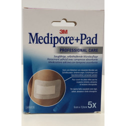 3M Medipore Plus Pflaster Pad 5 x 7,2 cm, 5 Stück