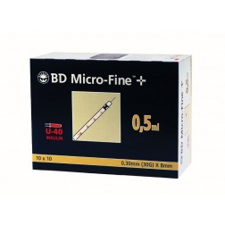 BD Micro-Fine+ U 40, 0,5 ml, 0,30 x 8 mm, 100 Stück