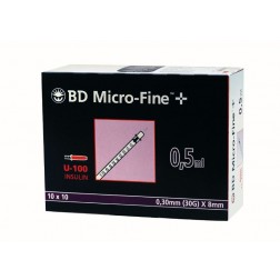 BD Micro-Fine+ U 100, 0,5 ml, 0,30 x 8 mm, 100 Stück