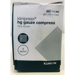 Klinipress hg gauze compress 10 x 10 cm 8 lagig, 1 Stück