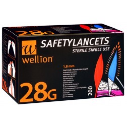 Wellion 28G - Sicherheitslanzetten, 200 Stück