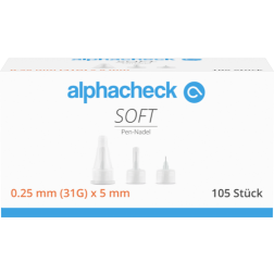 Alphacheck soft Pen-Nadeln 31 Gx5 mm 0,25 mm, 105 Stück