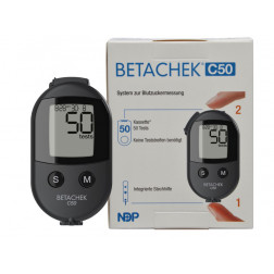 Betachek C50 Blutzuckermessgerät mg/dl, 1 Stück,  inkl. 1 Testkassette (50 Stück) + 10 Lanzetten