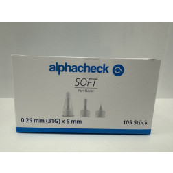 Alphacheck soft Pen-Nadeln 31 Gx6 mm 0,25 mm, 105 Stück