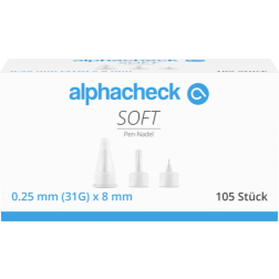 Alphacheck soft Pen-Nadeln 31 Gx8 mm 0,25 mm, 105 Stück
