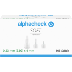 Alphacheck soft Pen-Nadeln 32 Gx4 mm 0,25 mm, 105 Stück